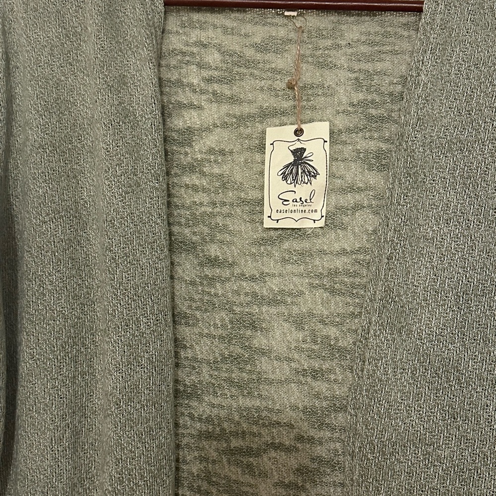 Easel Green Open-Front Cardigan - Picture 3 of 6